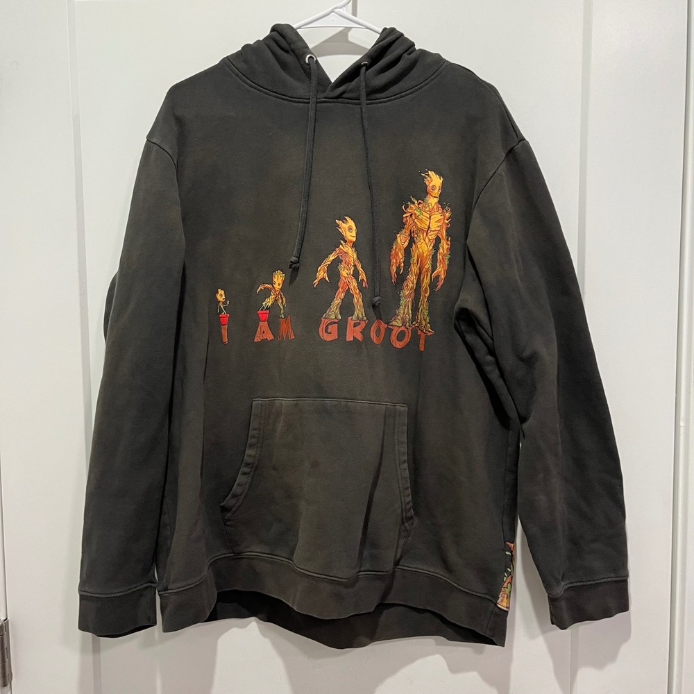 Marvel I Am Groot Evolution Graphic Hoodie Mens XL Black Guardians of the Galaxy